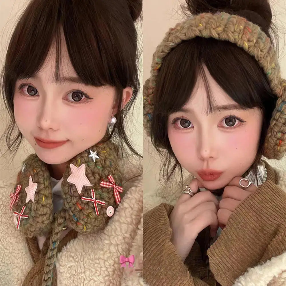 New Korean Stylish Winter Thermal Ear Covers Soft Unisex Earmuffs For Hiking Hook Shaped Earmuffs Knitted INS Christmas Earmuffs