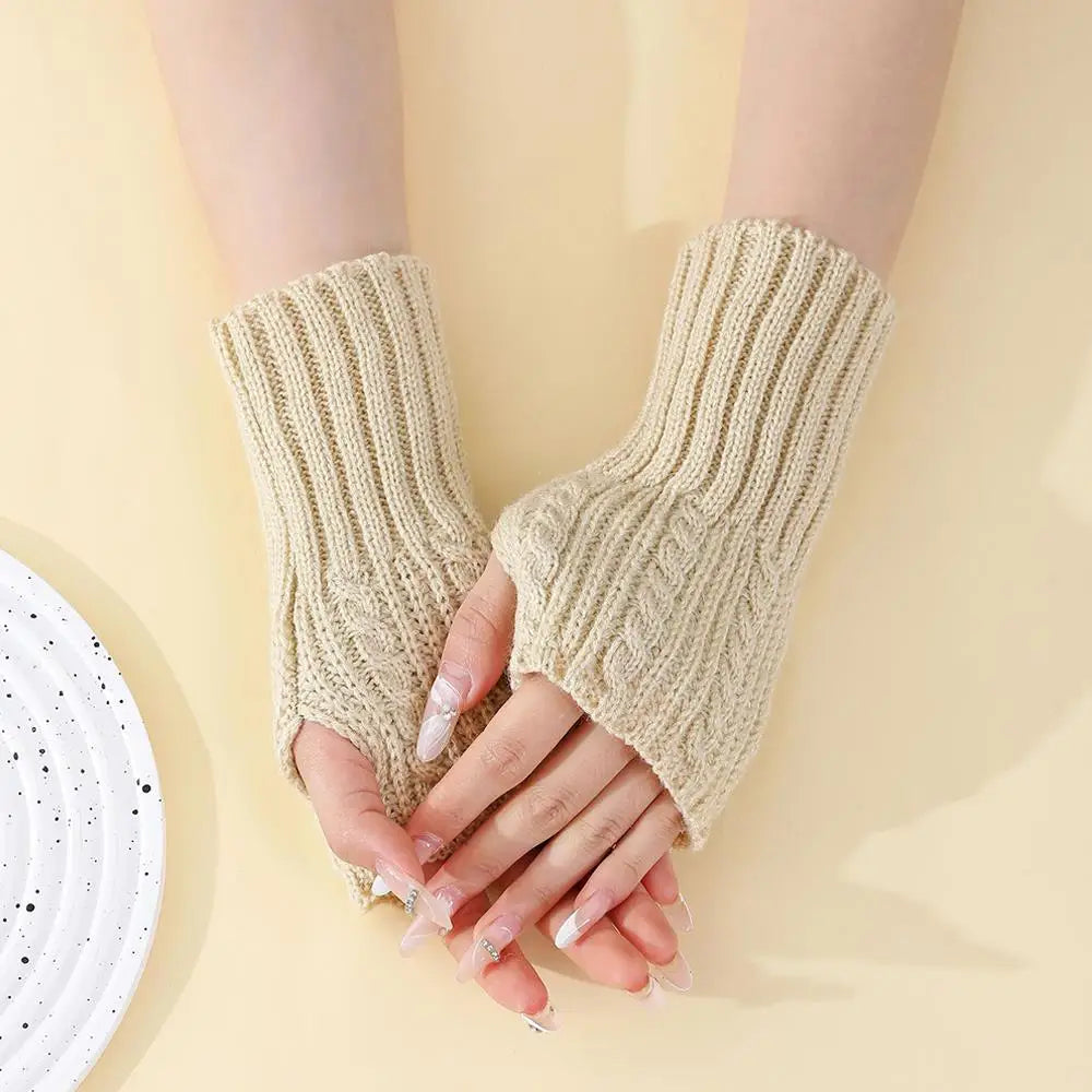 New Korean Spring Y2K Sweet Knitted Half-finger Gloves Short Sleeve Fingerless Gloves Harajuku Girls Punk Gothic Accessories