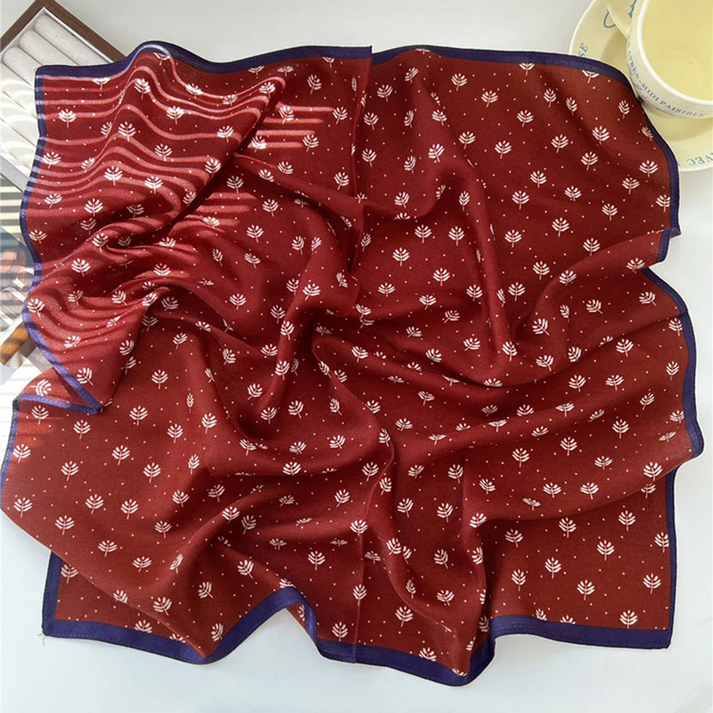65cm Lady Headband Cotton Linen Square Scarf Korean College Girls Fashion Spring Autumn DIY Paisley Vintage Elegant Neck Scarves