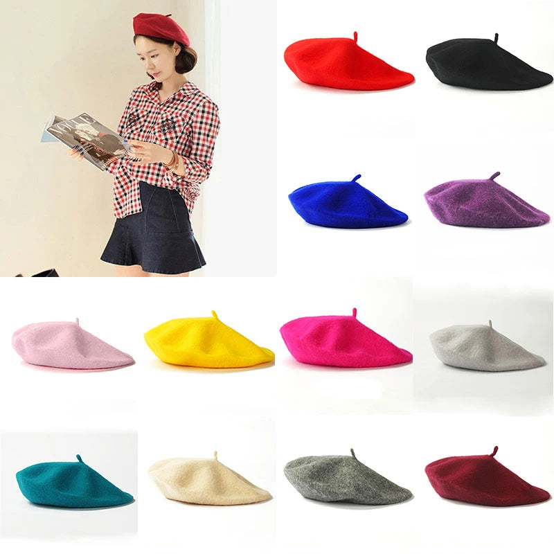 Fashion Woman Autumn And Winter Woolen Beret Cap beautiful and Comfort Candy color Elegant Princess Hat Lady Winter Cap