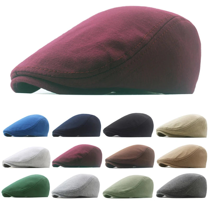 Cotton Newsboy Caps Men Women Hat Soft Casual Beret Solid Unisex Retro Hat Driver Flat Cap The Waiter Cap Protection Elasticity