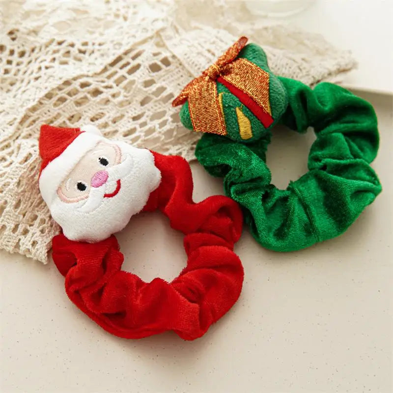 1PC New Year Christmas Velvet Hair Ring Cute Barrettes Bow Deer Santa Claus Christmas Headwear Girls Fashion Hair Accessories