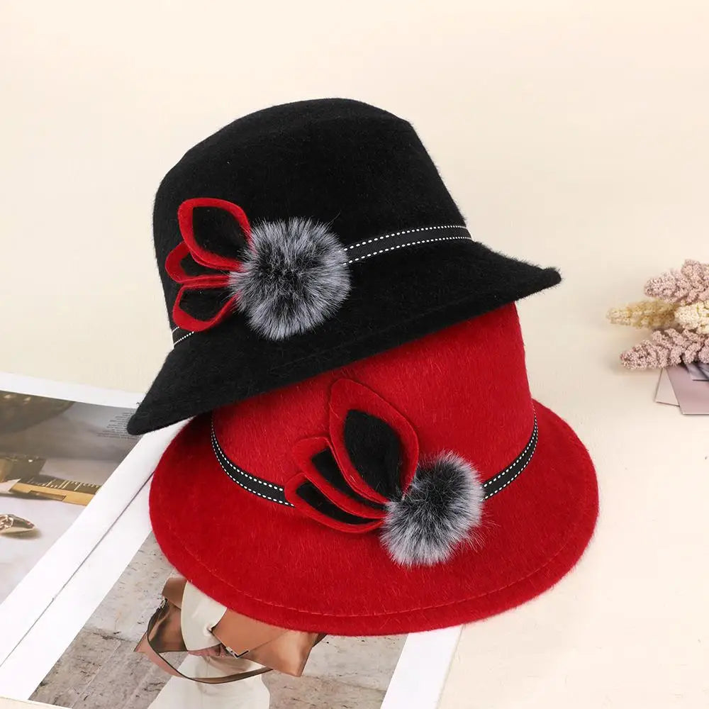New Russian Fashion Fedoras Women Fashion Vintage Elegant Jazz Dome Hat Winter Autumn Black Woolen Blend Cap Outdoor Casual Hat
