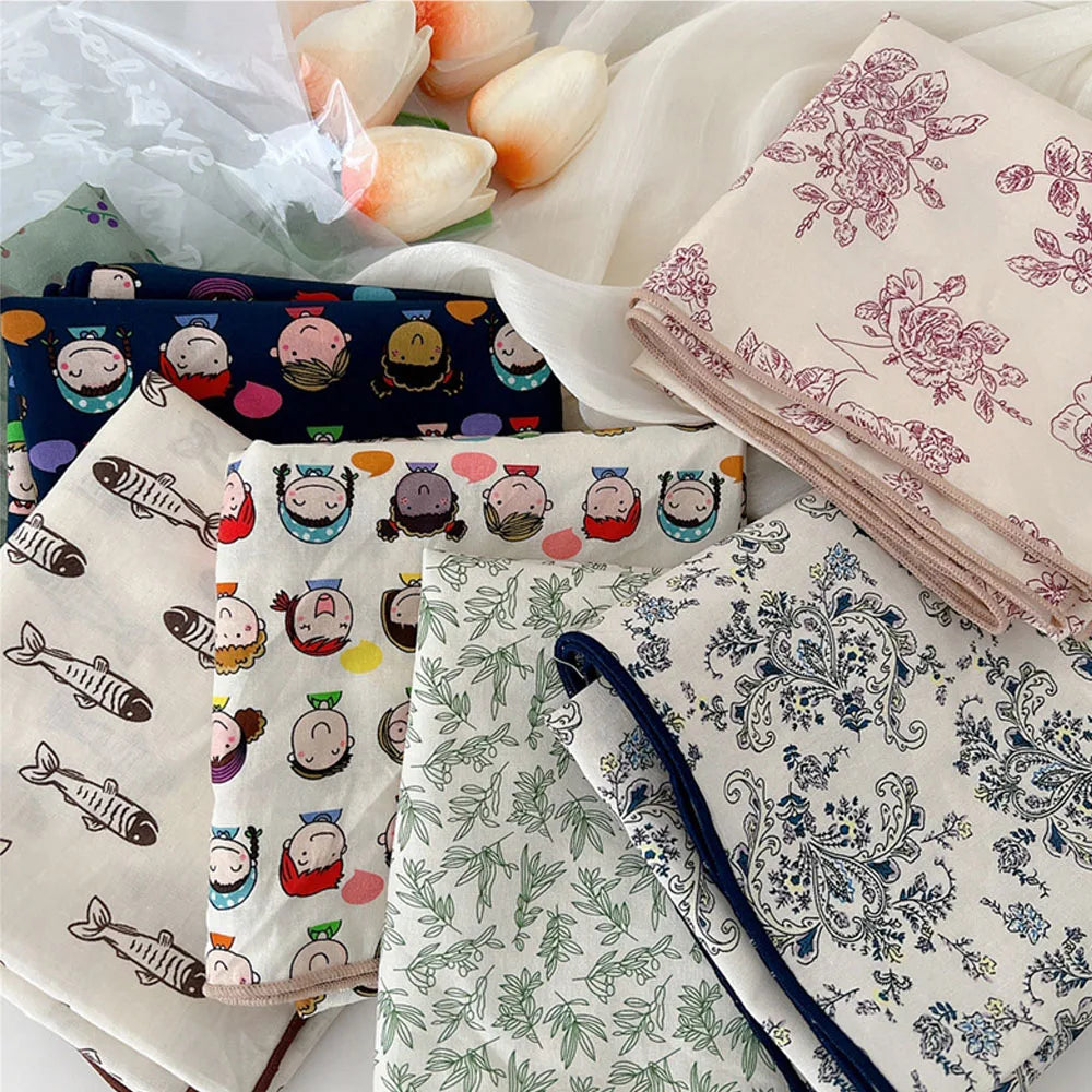 58x58CM Square Tulip Flowers Scarves Bandanas Headband Print Hair Scarf For Women Floral Square Scarf Neck Tie Neckerchief