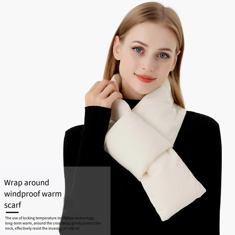 INS Korean Women Cotton Cross Ring Scarves Thermal Warm Small Scarf Plus Velvet Neck Warmer Women Men Inflatable Winter Scarf