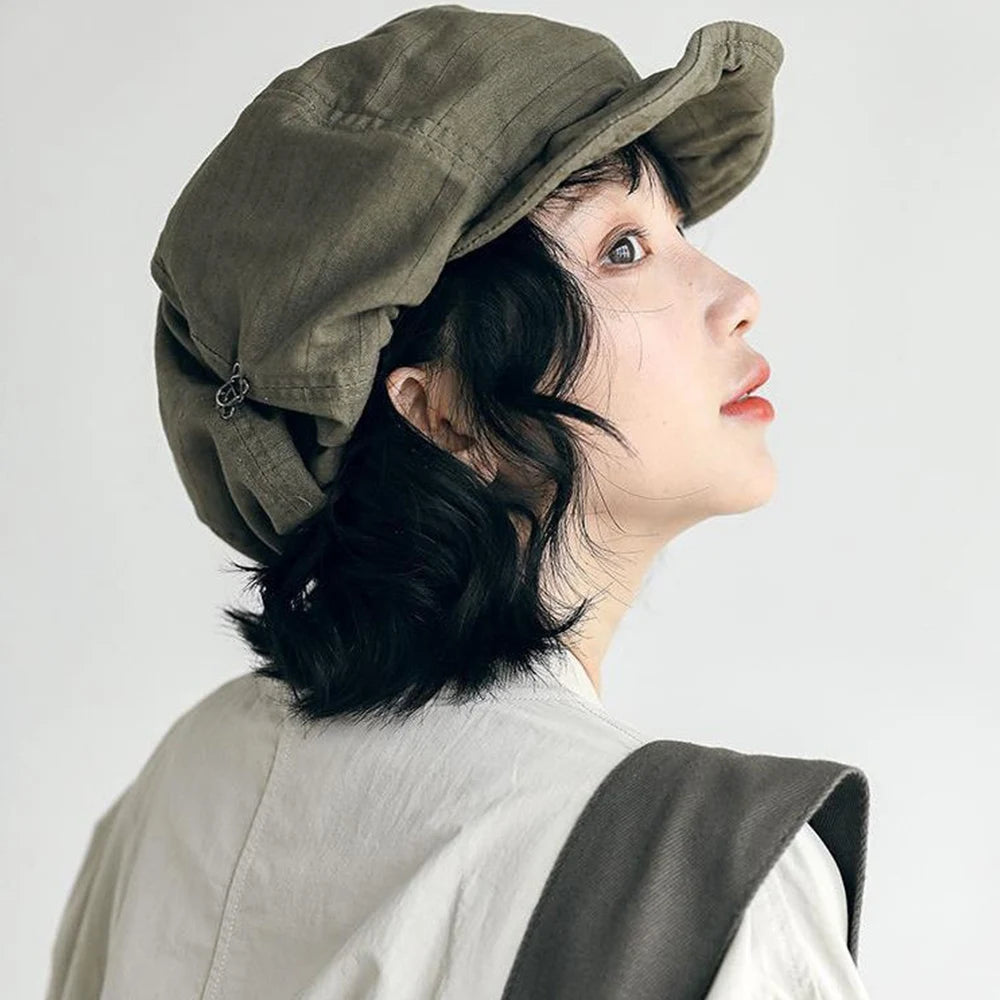 Vintage Harajuku Style Oversized Berets Caps For Women Spring Summer Fashion Versatile Korean Casual Short-brimmed Newsboy Hats