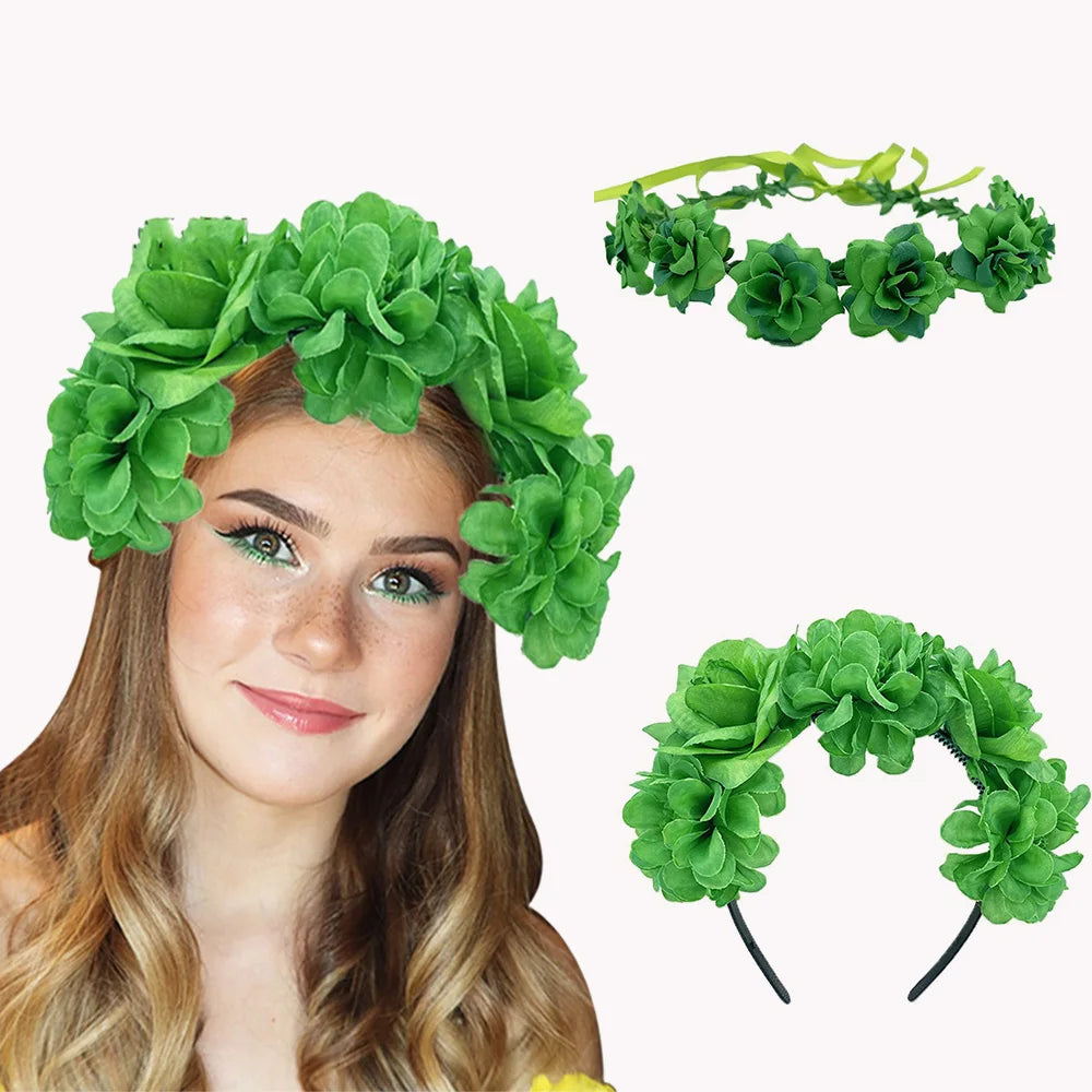 Fashion Saudi National Day Garland Rose Flower Crown Women Headbands Festival Wreath Girls Floral Wreath Celebration Headpiece