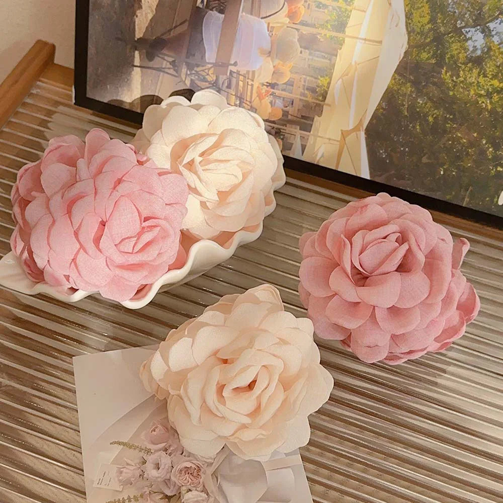 2024 French Rose Flower Hair Clip Women's High-Grade Temperament Shark Clip Hair Clip Headdress Korean Summer Beach Hair Claws